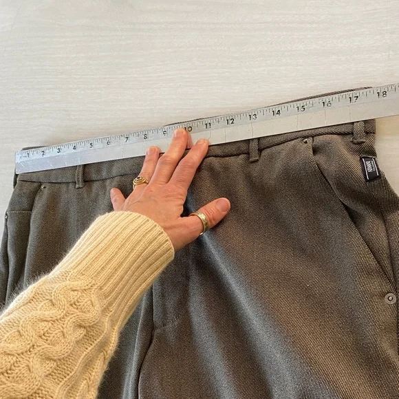 Armani Collezioni Wool Blend Brown Tan Trousers Pants Luxury Designer Minimalist - Picture 10 of 16